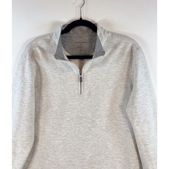 Mizzen Main Mens Sweater Gray KPI Quarter Zip Performance Pullover Stretch Large - Picture 7 of 10